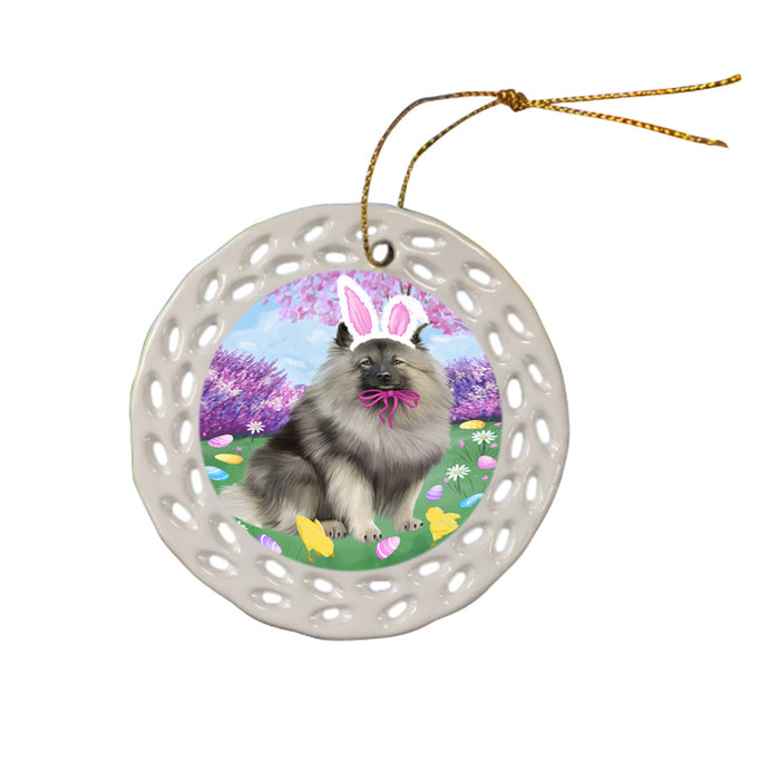 Easter Holiday Keeshond Dog Ceramic Doily Ornament DPOR57314