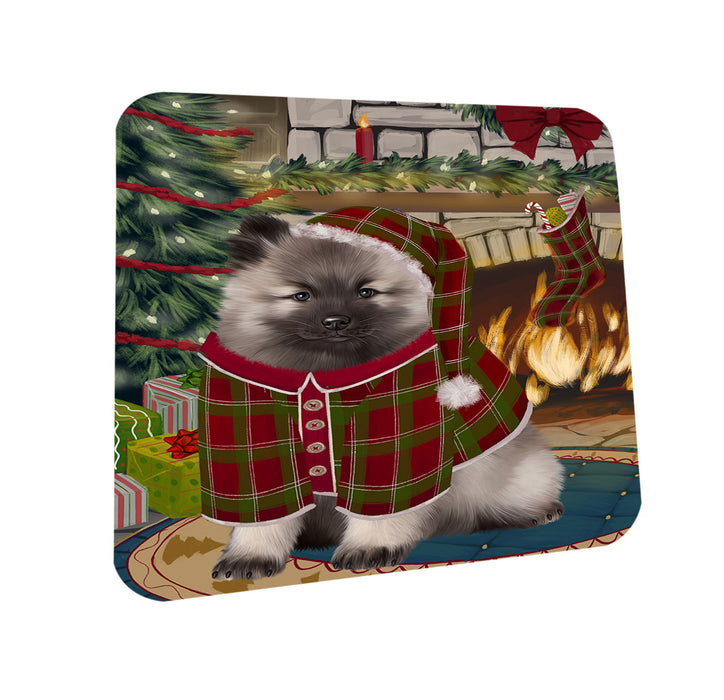 The Stocking was Hung Keeshond Dog Coasters Set of 4 CST55302