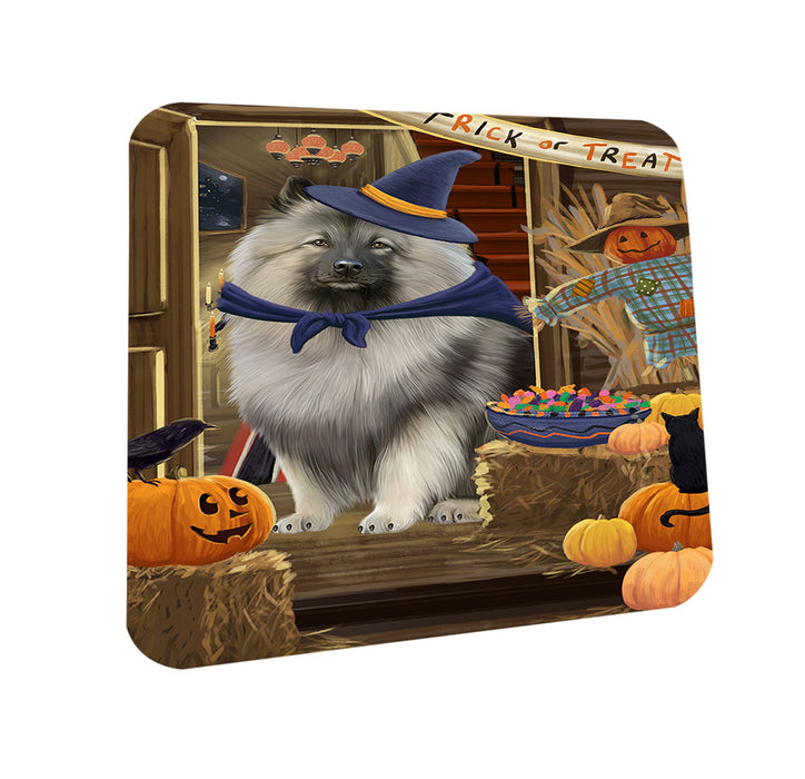 Enter at Own Risk Trick or Treat Halloween Keeshond Dog Coasters Set of 4 CST53127