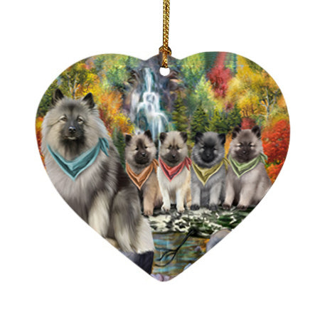 Scenic Waterfall Keeshonds Dog Heart Christmas Ornament HPOR51908