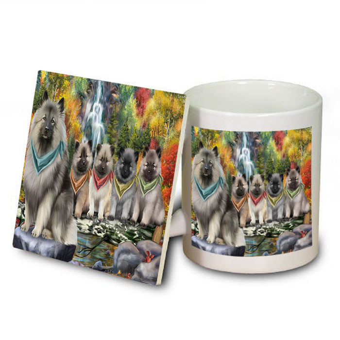 Scenic Waterfall Keeshonds Dog Mug and Coaster Set MUC51900