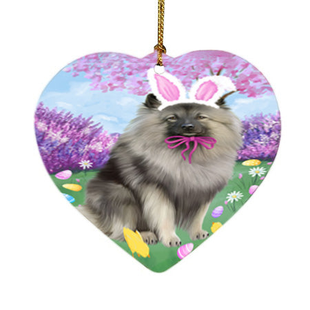 Easter Holiday Keeshond Dog Heart Christmas Ornament HPOR57314
