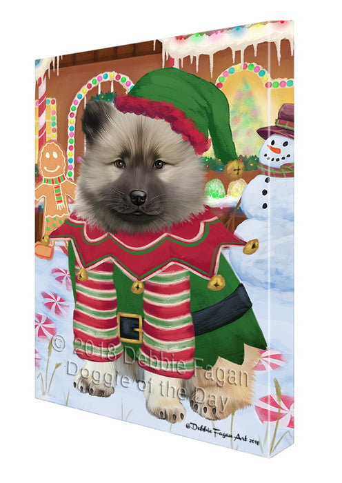 Christmas Gingerbread House Candyfest Keeshond Dog Canvas Print Wall Art Décor CVS129554