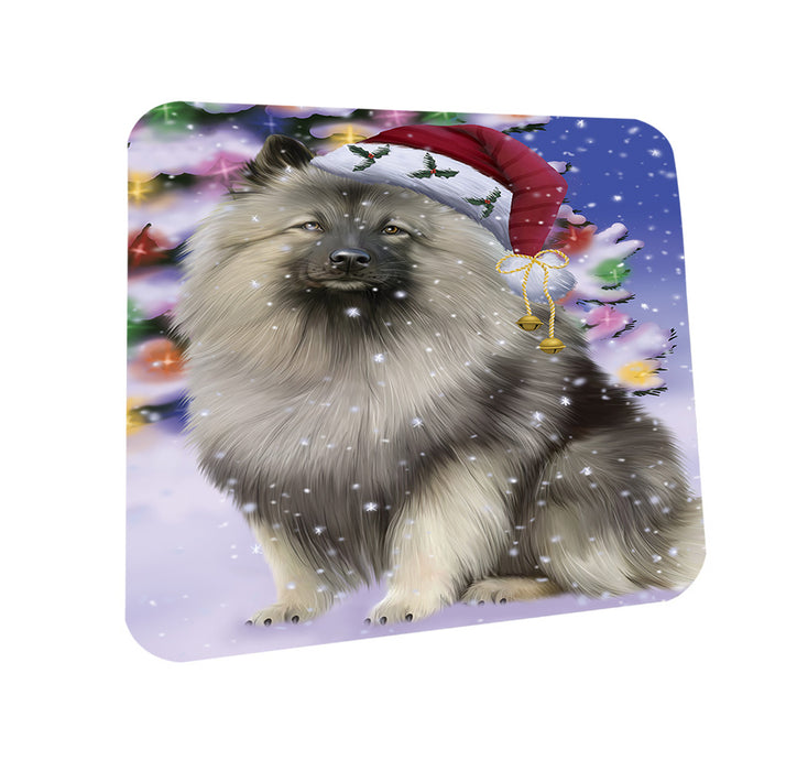 Winterland Wonderland Keeshond Dog In Christmas Holiday Scenic Background Coasters Set of 4 CST53722