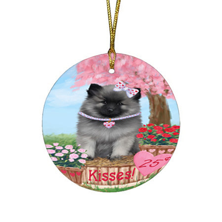 Rosie 25 Cent Kisses Keeshond Dog Round Flat Christmas Ornament RFPOR56310