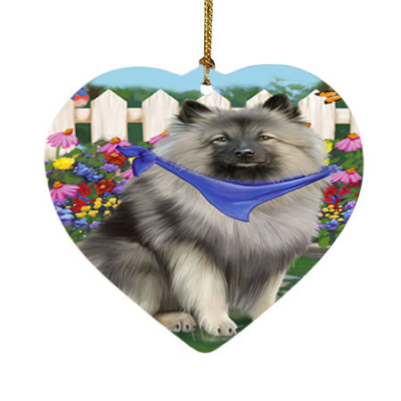 Spring Floral Keeshond Dog Heart Christmas Ornament HPOR52265