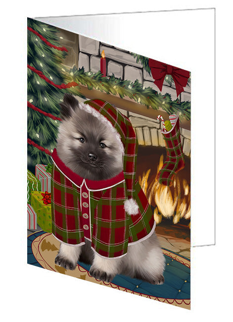The Stocking was Hung American Staffordshire Terrier Dog Handmade Artwork Assorted Pets Greeting Cards and Note Cards with Envelopes for All Occasions and Holiday Seasons GCD70016