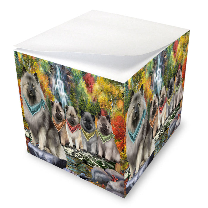 Scenic Waterfall Keeshonds Dog Note Cube NOC51908