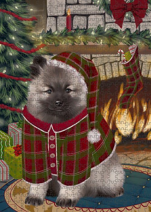 The Stocking was Hung Keeshond Dog Puzzle with Photo Tin PUZL89580