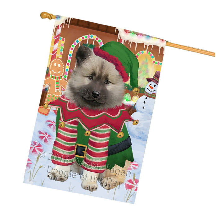 Christmas Gingerbread House Candyfest Keeshond Dog House Flag FLG57054