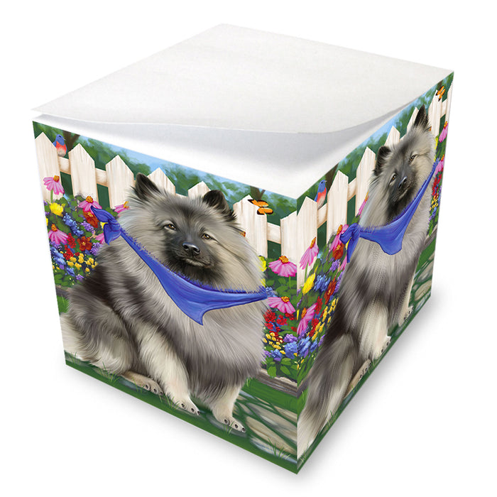 Spring Floral Keeshond Dog Note Cube NOC52213