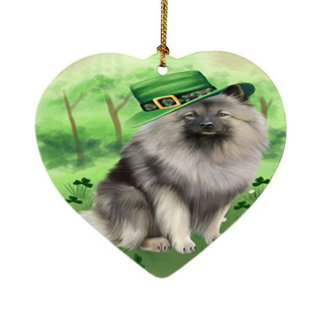 St. Patricks Day Irish Portrait Keeshond Dog Heart Christmas Ornament HPOR57957
