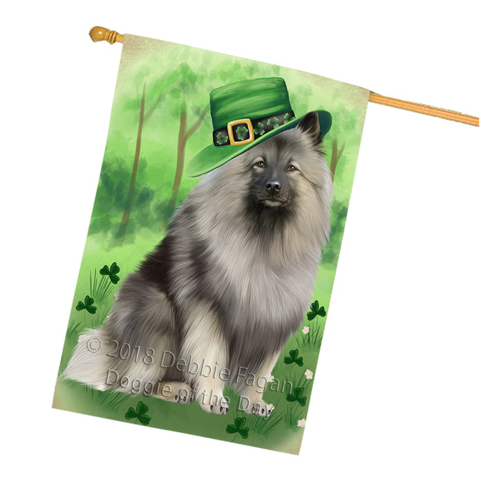 St. Patricks Day Irish Portrait Keeshond Dog House Flag FLG65041