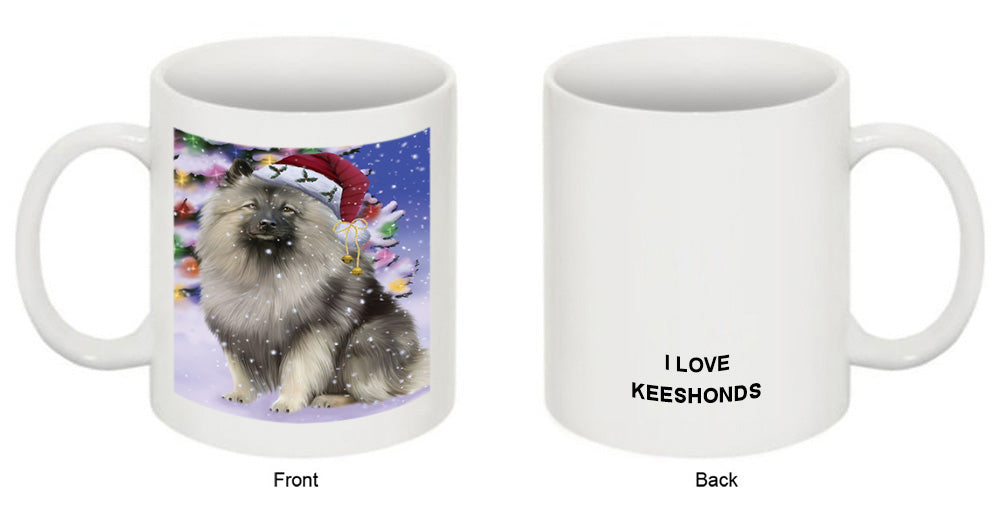 Winterland Wonderland Keeshond Dog In Christmas Holiday Scenic Background Coffee Mug MUG49162