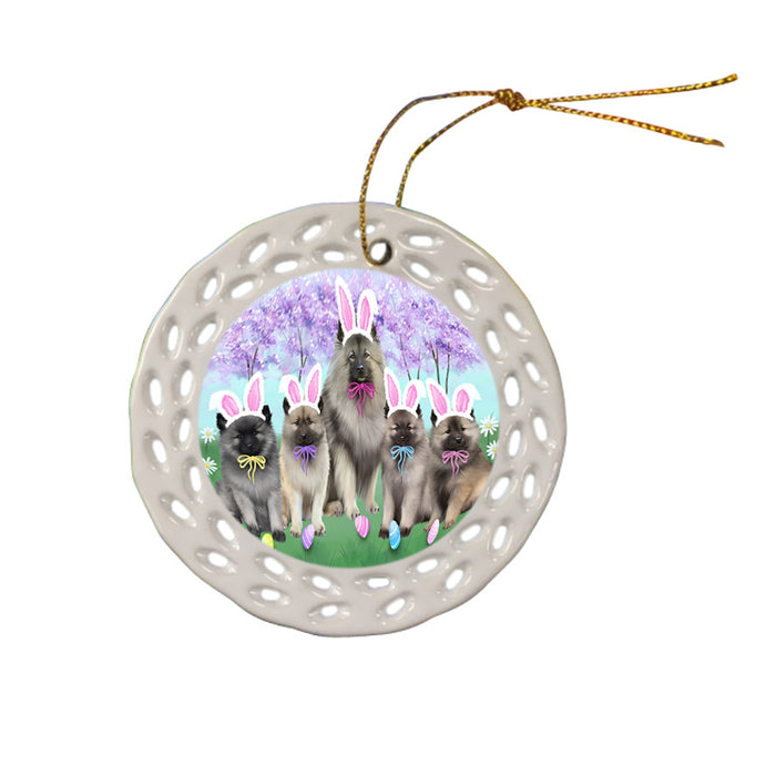 Easter Holiday Keeshonds Dog Ceramic Doily Ornament DPOR57315