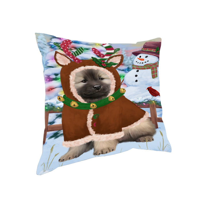 Christmas Gingerbread House Candyfest Keeshond Dog Pillow PIL79776