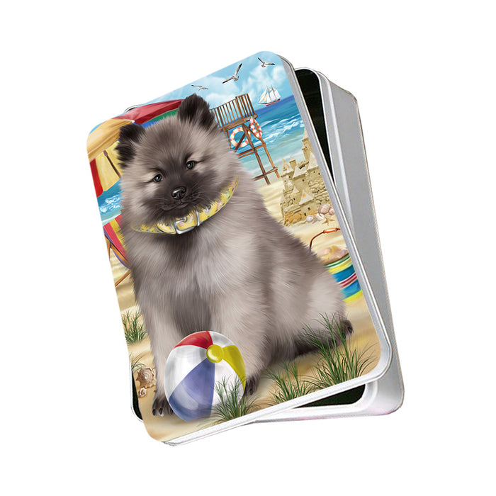 Pet Friendly Beach Keeshond Dog Photo Storage Tin PITN51581
