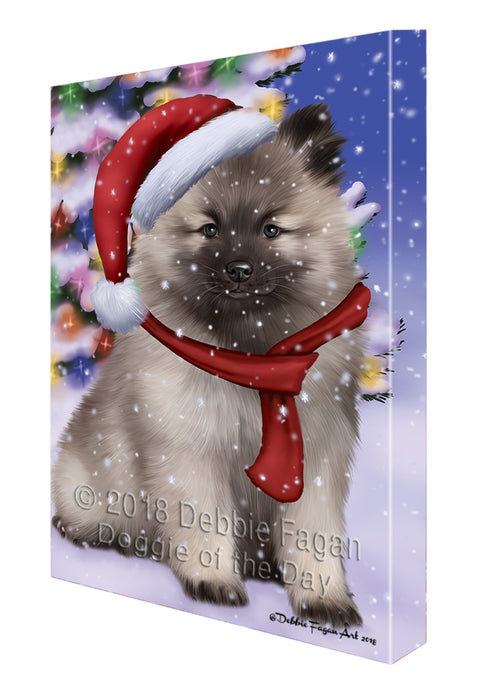 Winterland Wonderland Keeshond Dog In Christmas Holiday Scenic Background Canvas Print Wall Art Décor CVS101735