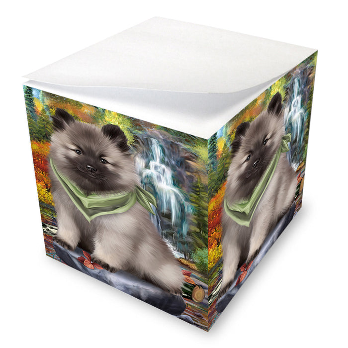 Scenic Waterfall Keeshond Dog Note Cube NOC51909