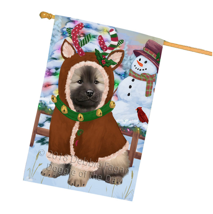 Christmas Gingerbread House Candyfest Keeshond Dog House Flag FLG57055
