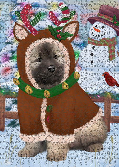 Christmas Gingerbread House Candyfest Keeshond Dog Puzzle with Photo Tin PUZL93684