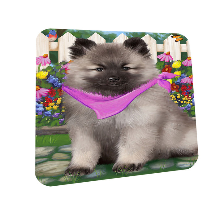 Spring Floral Keeshond Dog Coasters Set of 4 CST52225