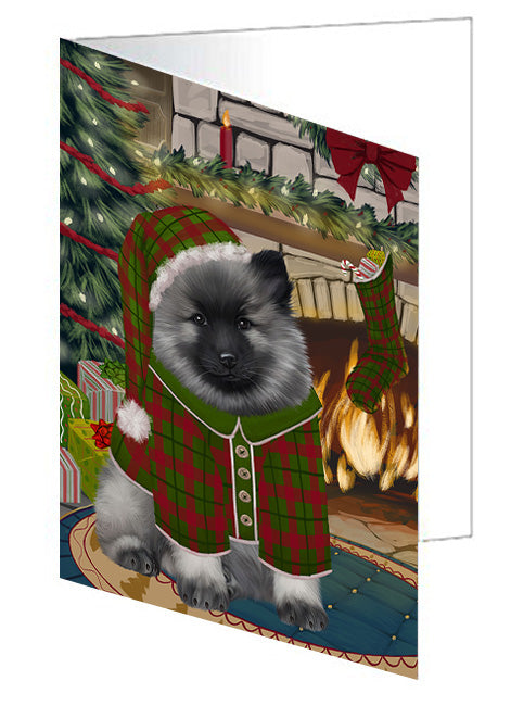 The Stocking was Hung American Staffordshire Terrier Dog Handmade Artwork Assorted Pets Greeting Cards and Note Cards with Envelopes for All Occasions and Holiday Seasons GCD70013