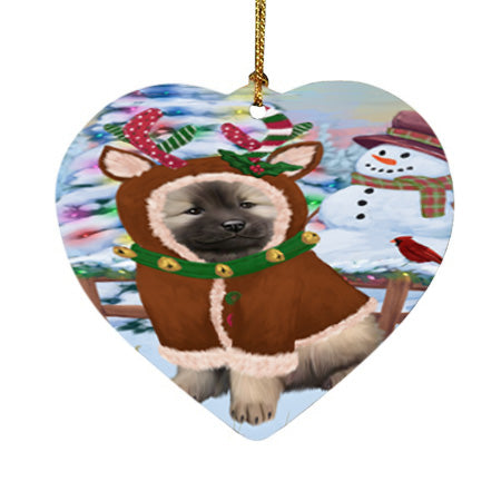 Christmas Gingerbread House Candyfest Keeshond Dog Heart Christmas Ornament HPOR56727