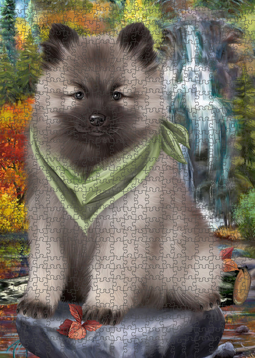 Scenic Waterfall Keeshond Dog Puzzle with Photo Tin PUZL59814