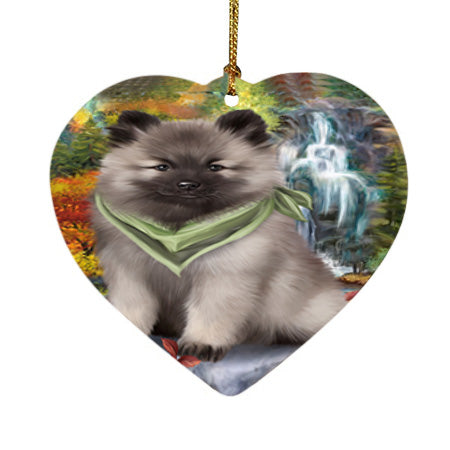 Scenic Waterfall Keeshond Dog Heart Christmas Ornament HPOR51909