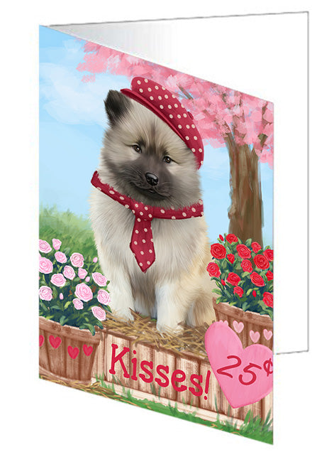 Rosie 25 Cent Kisses Keeshond Dog Handmade Artwork Assorted Pets Greeting Cards and Note Cards with Envelopes for All Occasions and Holiday Seasons GCD72380