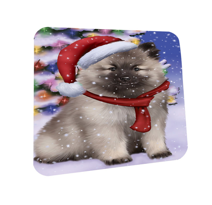 Winterland Wonderland Keeshond Dog In Christmas Holiday Scenic Background Coasters Set of 4 CST53723