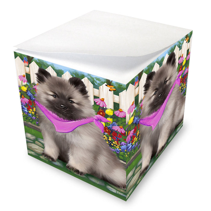 Spring Floral Keeshond Dog Note Cube NOC52214