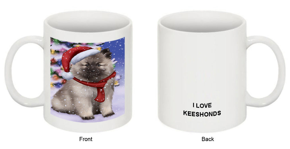 Winterland Wonderland Keeshond Dog In Christmas Holiday Scenic Background Coffee Mug MUG49163