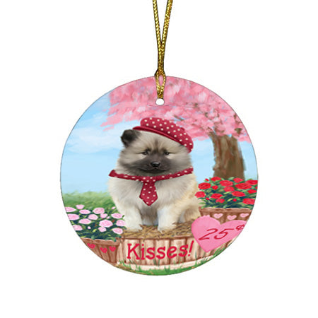 Rosie 25 Cent Kisses Keeshond Dog Round Flat Christmas Ornament RFPOR56311