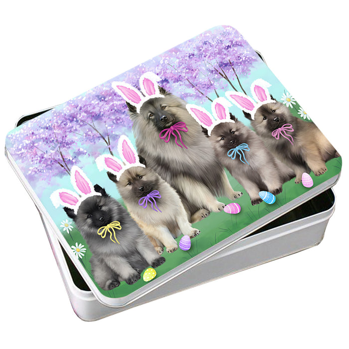 Easter Holiday Keeshonds Dog Photo Storage Tin PITN56857