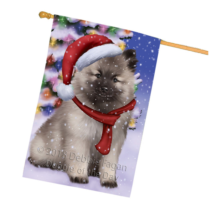 Winterland Wonderland Keeshond Dog In Christmas Holiday Scenic Background House Flag FLG53963