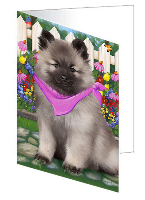 Spring Floral Keeshond Dog Handmade Artwork Assorted Pets Greeting Cards and Note Cards with Envelopes for All Occasions and Holiday Seasons GCD60827