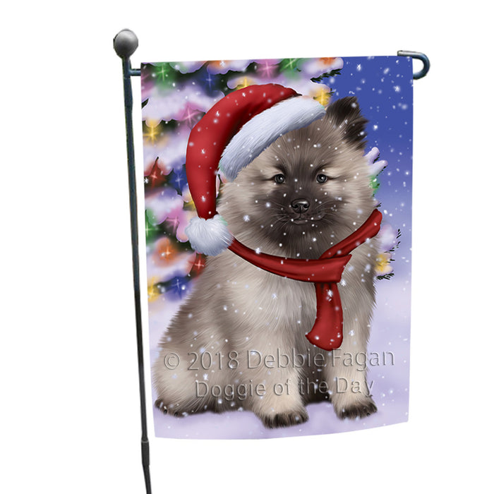 Winterland Wonderland Keeshond Dog In Christmas Holiday Scenic Background Garden Flag GFLG53827