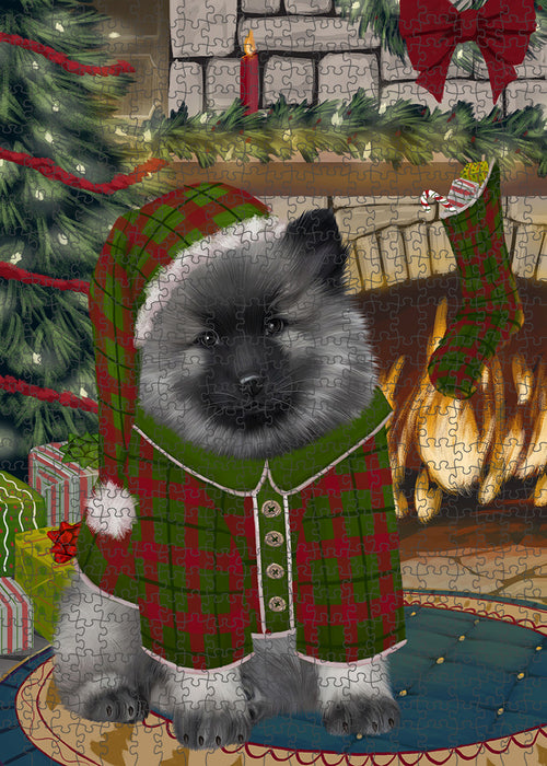 The Stocking was Hung Keeshond Dog Puzzle with Photo Tin PUZL89584