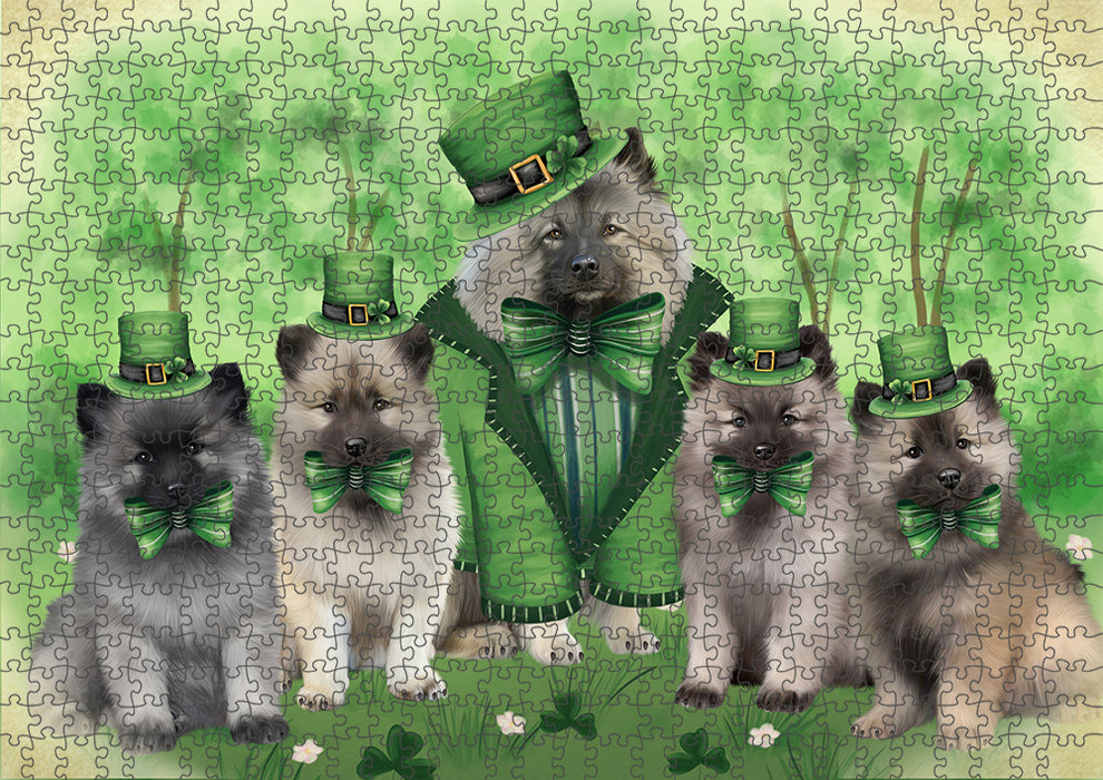 St. Patricks Day Irish Portrait Keeshond Dogs Portrait Jigsaw Puzzle for Adults Animal Interlocking Puzzle Game Unique Gift for Dog Lover's with Metal Tin Box PZL061