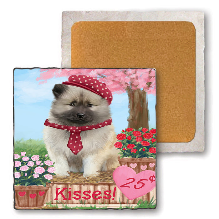 Rosie 25 Cent Kisses Keeshond Dog Set of 4 Natural Stone Marble Tile Coasters MCST50955