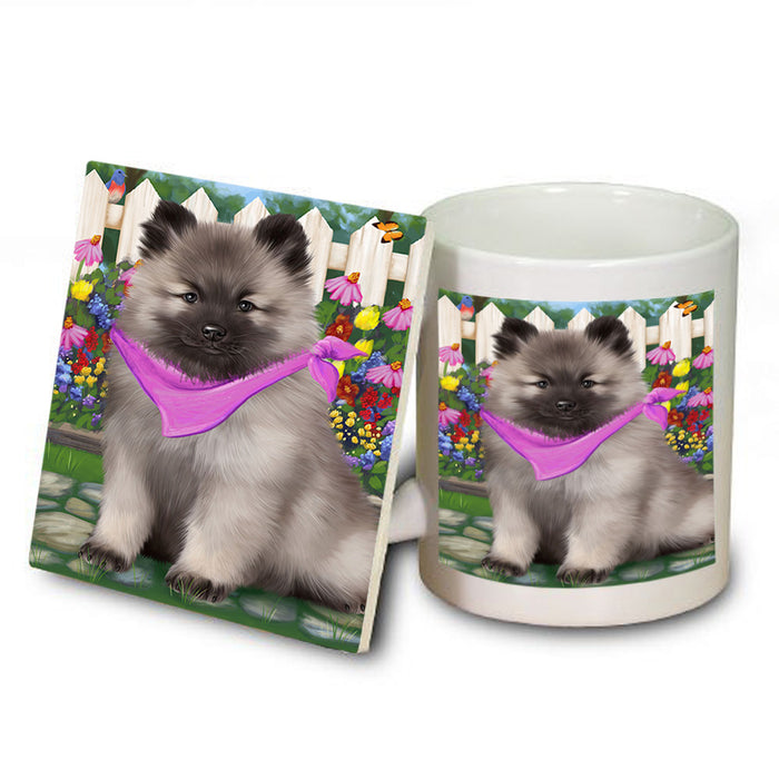Spring Floral Keeshond Dog Mug and Coaster Set MUC52206