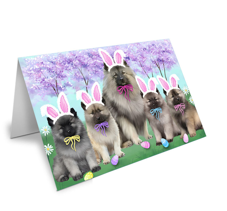 Easter Holiday Keeshonds Dog Handmade Artwork Assorted Pets Greeting Cards and Note Cards with Envelopes for All Occasions and Holiday Seasons GCD76256