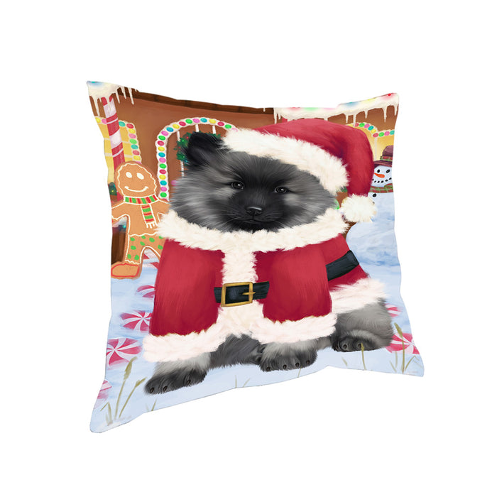 Christmas Gingerbread House Candyfest Keeshond Dog Pillow PIL79780