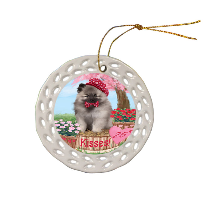Rosie 25 Cent Kisses Keeshond Dog Ceramic Doily Ornament DPOR56312
