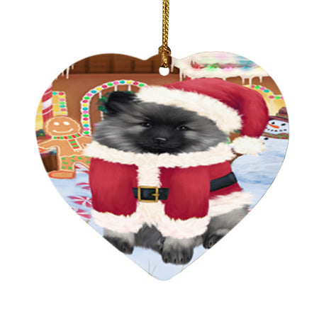 Christmas Gingerbread House Candyfest Keeshond Dog Heart Christmas Ornament HPOR56728