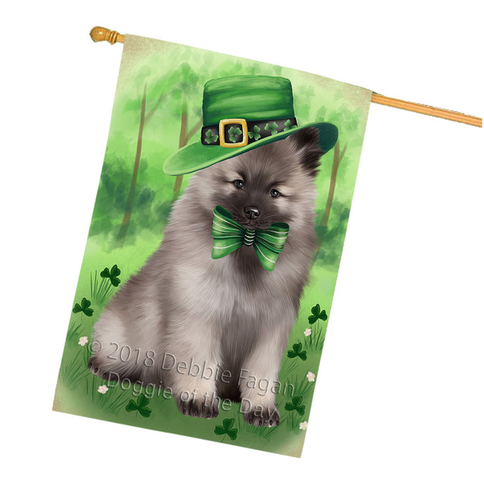St. Patricks Day Irish Portrait Keeshond Dog House Flag FLG65043