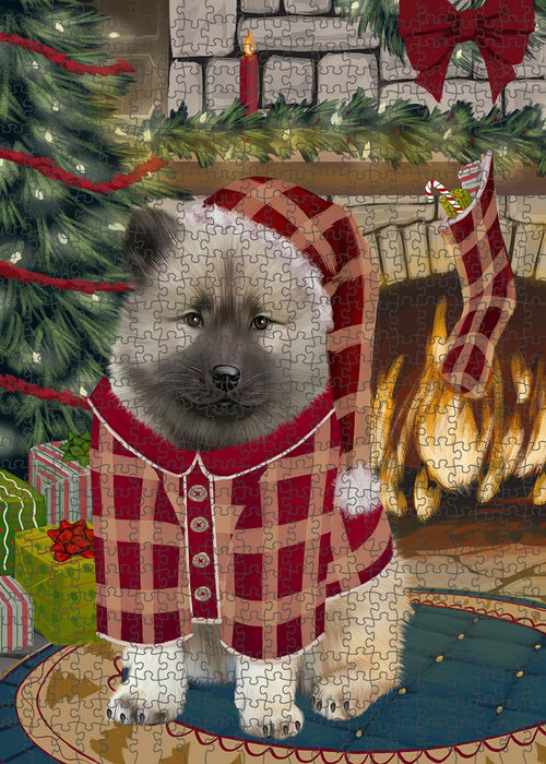 The Stocking was Hung Keeshond Dog Puzzle with Photo Tin PUZL89588