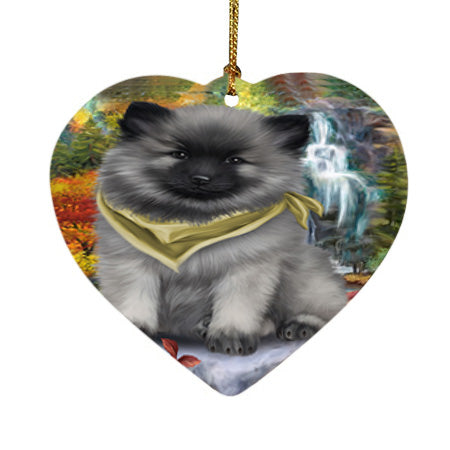 Scenic Waterfall Keeshond Dog Heart Christmas Ornament HPOR51910